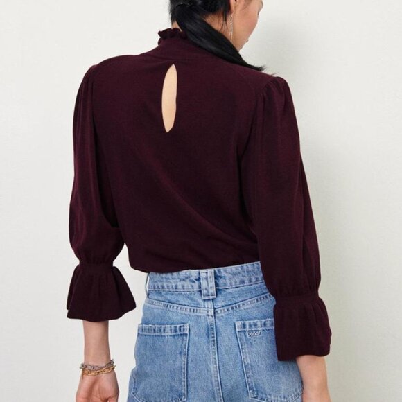 Women's BA&SH Light Knit Sweater, Size Small, Burgundy - Picture 2 of 8